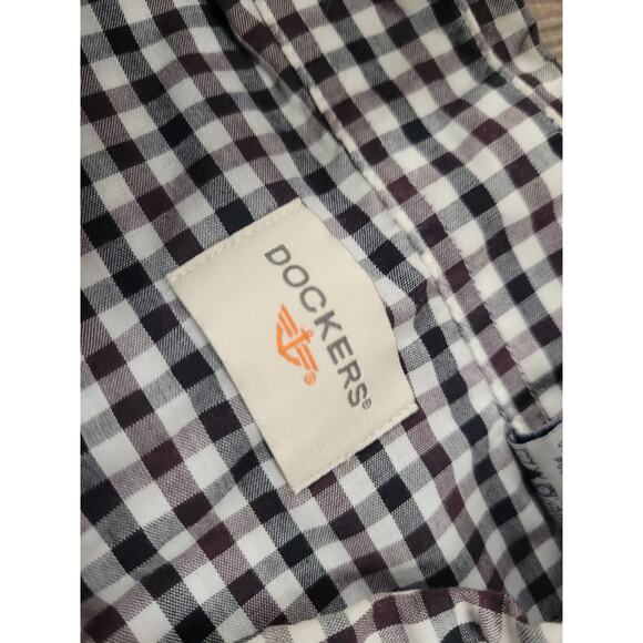 Dockers Men's Long Sleeve Button Down Front Black Dark Red Plaid Check XXL - Picture 3 of 5